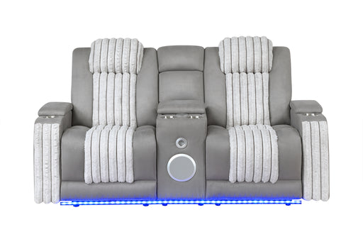 U8000 GREY PWR CONSOLE REC LOVESEAT W/PHR, LED AND SPEAKER - Furniture House (VA)