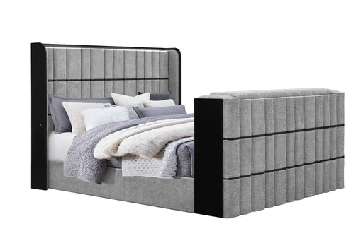 ISABELLA GREY KING BED W/LED, TV LIFT, SPEAKER AND FIREPLACE - Furniture House (VA)