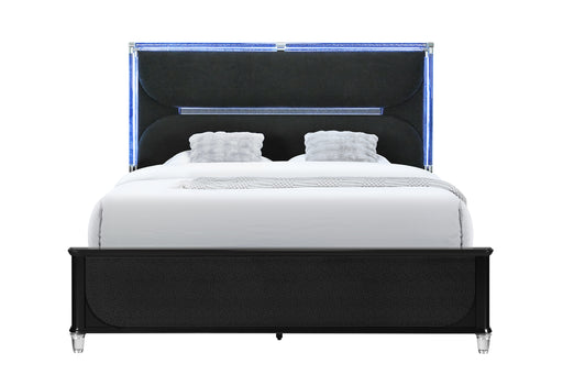 LANDO BLACK KING BED WITH CONTINUOUS LED - Furniture House (VA)