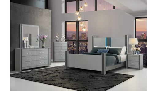 LOGAN SILVER FULL BED, DRESSER, MIRROR AND NIGHTSTAND - Furniture House (VA)