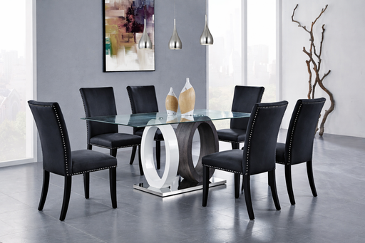 D1628 DINING TABLE AND 6 D03 BLACK DINING CHAIRS - Furniture House (VA)