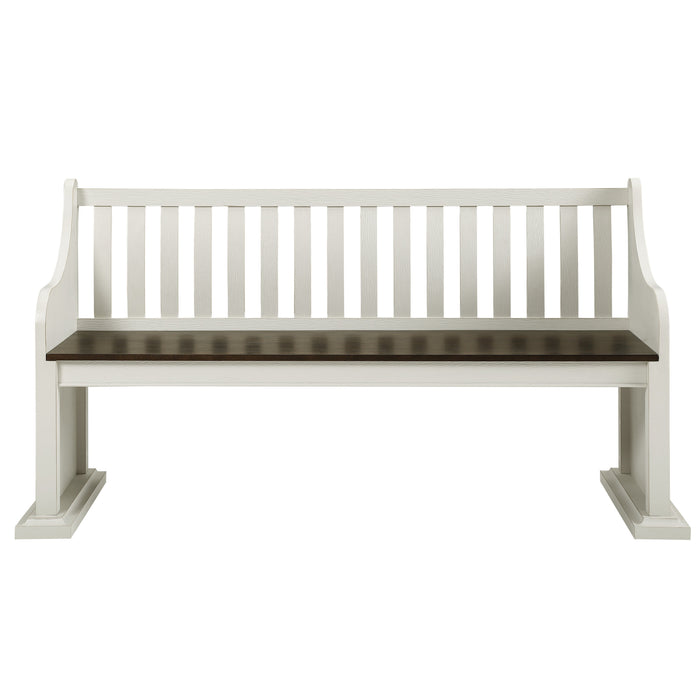 Steve Silver Joanna Bench with Back in Two-tone Ivory and Mocha - Furniture House (VA)
