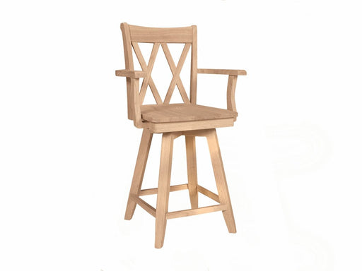 John Thomas Unfinished 24'' XX-Back Swivel w/ Arm Stool image