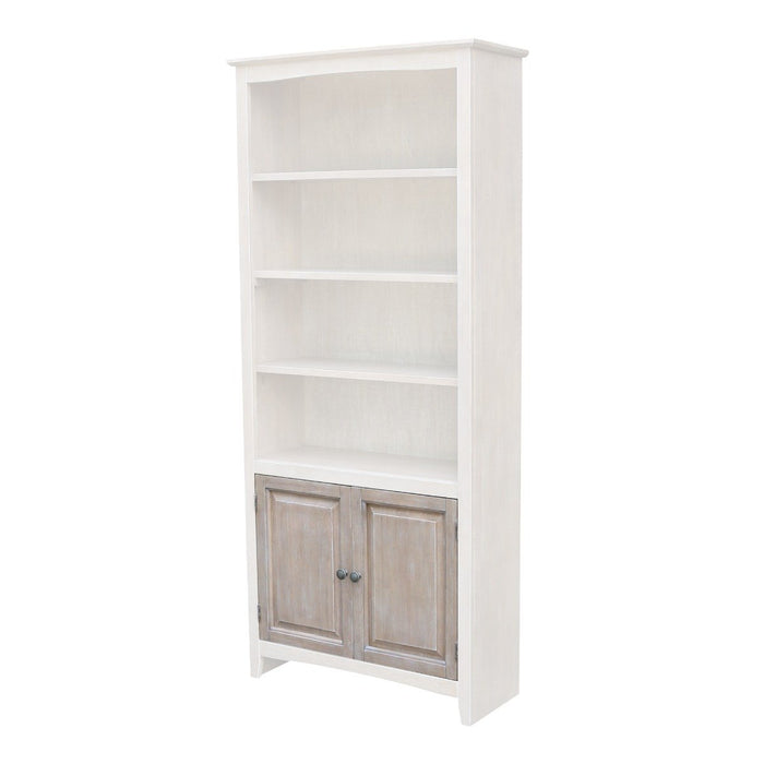 John Thomas Furniture Home Accents 72" Shaker Bookcase w/ a Pair of Bookcase Doors in Taupe Gray