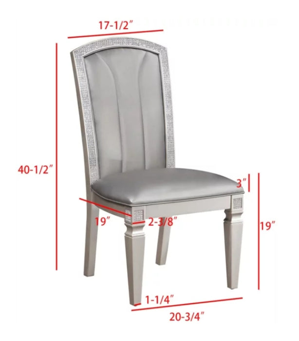 Crown Mark Klina Glam Dining Side Chair in Light Gray (Set of 2)