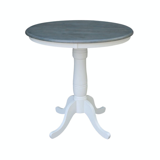 John Thomas Dining Essentials 36'' Pedestal Table in Heather Gray / White;T08-30B;T08-6B image