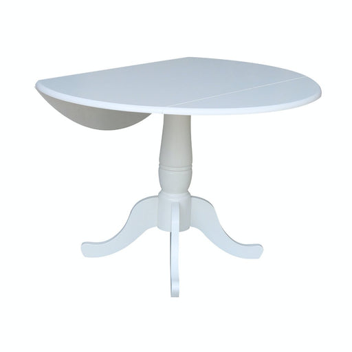 John Thomas Dining Essentials Round Dropleaf Pedestal Table in Pure White image