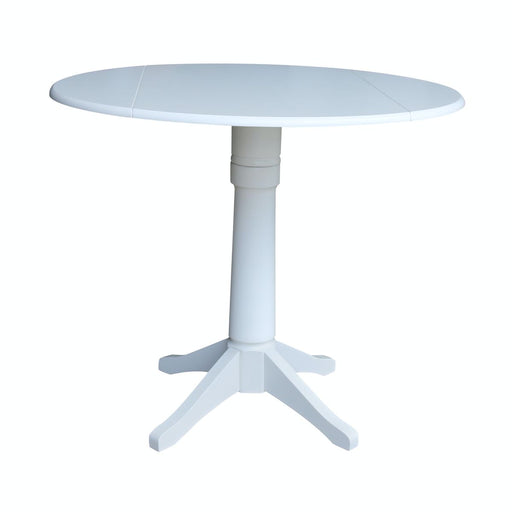 John Thomas Dining Essentials Round Dropleaf Pedestal Table in Pure White image