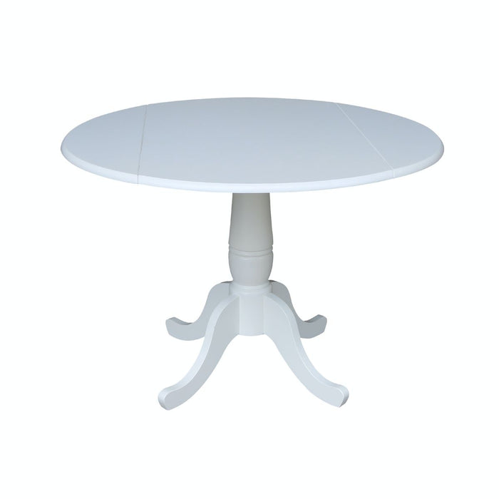 John Thomas Dining Essentials Round Dropleaf Pedestal Table in Pure White image