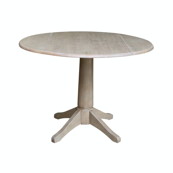 John Thomas Dining Essentials Round Dropleaf Pedestal Table in Taupe Gray image