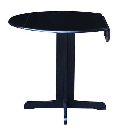 John Thomas Dining Essentials Round Dropleaf Pedestal Table in Black image