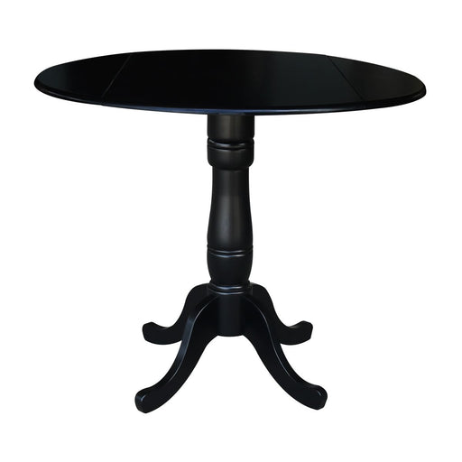 John Thomas Dining Essentials Round Dropleaf Pedestal Table in Black image