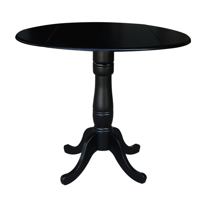 John Thomas Dining Essentials Round Dropleaf Pedestal Table in Black image