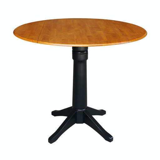 John Thomas Dining Essentials Round Dropleaf Pedestal Table in Cherry / Black image