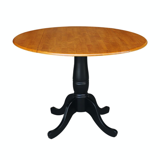 John Thomas Dining Essentials Round Dropleaf Pedestal Table in Cherry / Black image