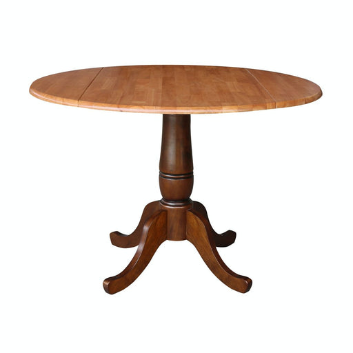 John Thomas Dining Essentials Round Dropleaf Pedestal Table in Cinnamon / Espresso image