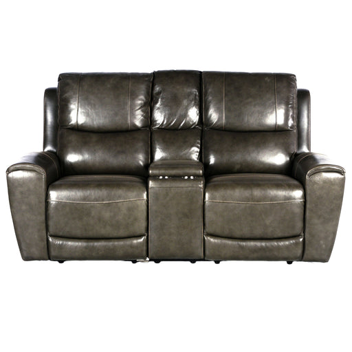 Steve Silver Laurel Leather Dual Power Reclining Console Loveseat in Grey - Furniture House (VA)