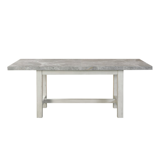 Steve Silver Canova Gray Marble Top Dining Table in Cathedral White - Furniture House (VA)
